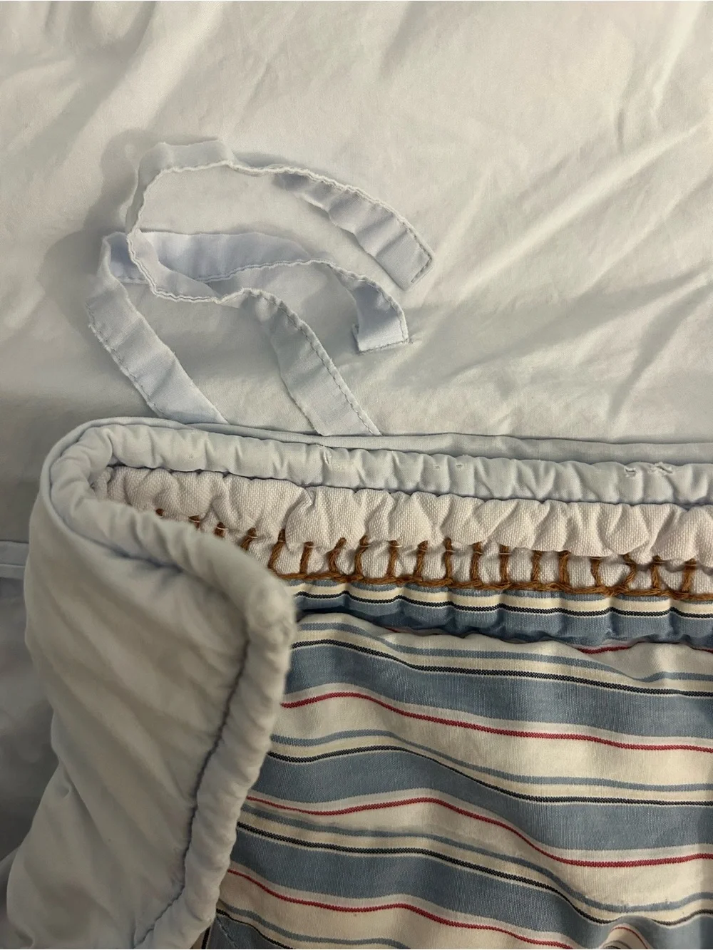 Pottery Barn Kids Striped Quilted Pillow Sham - Blue, Cream, Brown, Red